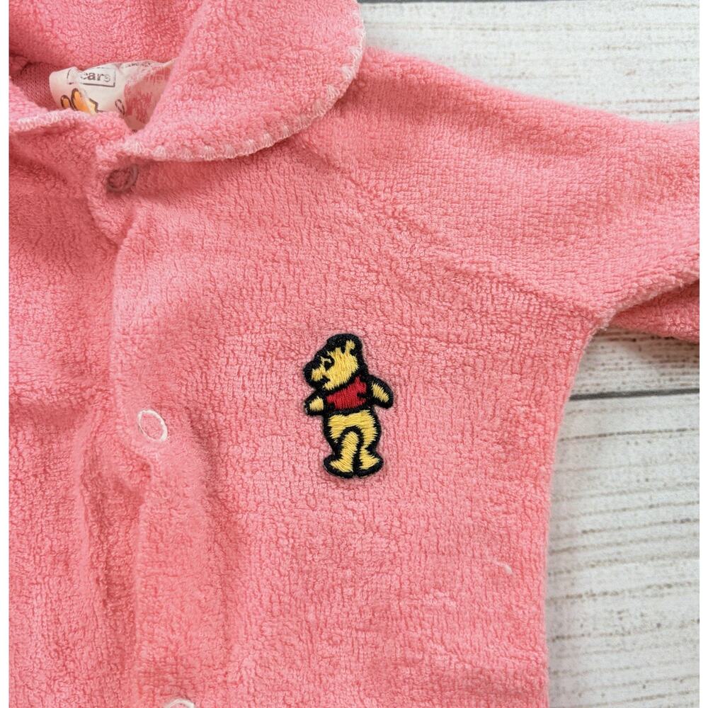 Sears Vintage Winnie The Pooh Bear Coral Footed Outfit Button Down Size 3-6 Mo? - Picture 3 of 8